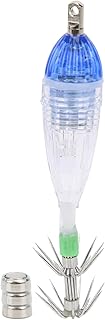 SUNGOOYUE Cebo de Luz de Gancho de Calamar, Luz de Pesca de Poliéster con Señuelo de Señuelo, Forma de Calamar Lámpara de Señuelo de Color Azul de Color Azul con Gancho