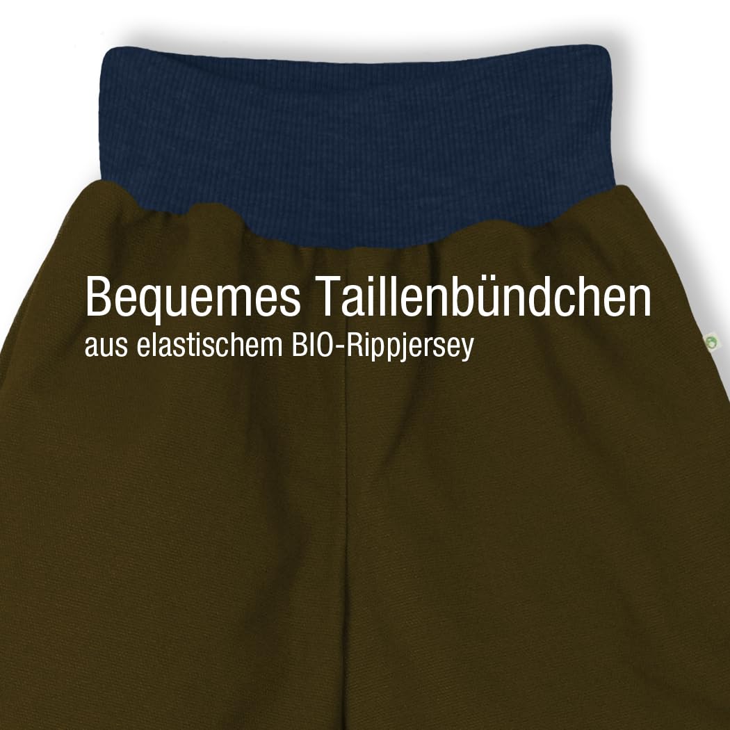 Baby Mädchen Jungen Unisex Hose Pumphose, Krabbel Hose - robuster Baumwoll Canvas, Knieschoner, elastisches bequemes Bauch Bündchen