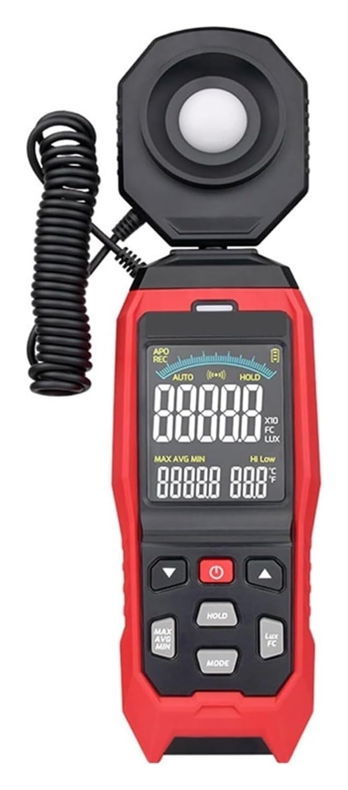 Medidor de Luz Digital, Luxómetro Portátil, Medidor de luz Digital, iluminómetro con sonda Desmontable, fotómetro, comprobador Ambiental, medición de Brillo(632b)