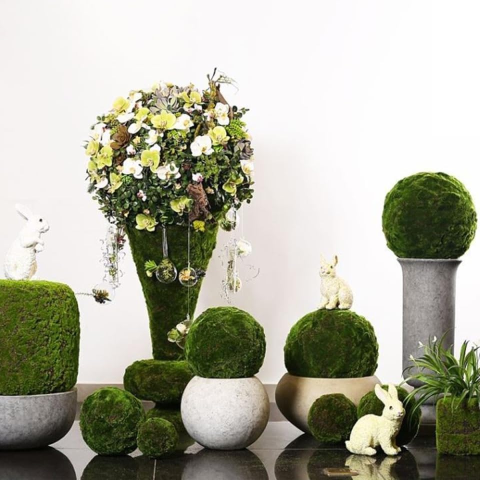 Artificial Moss Balls Fake Moss Rocks Decorative Green Moss Globes Sphere Balls Orb Sphere Vase Bowl Filler for Home Party Weddings Display Decor Props 15cm Greenery Balls
