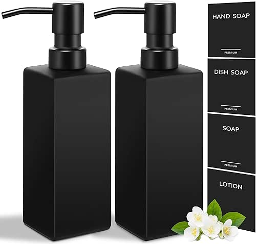 GMISUN Black Soap Dispenser, Hand Soap Dispenser Bathroom, 12oz Glass