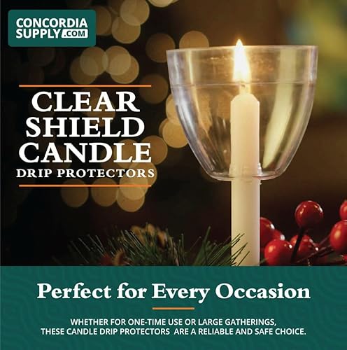 Miniatura 7 de Concordia Supply Clear Shield - Protectores de goteo de velas (paquete de 50) para candelabros, convenientes para vigilias de iglesia,