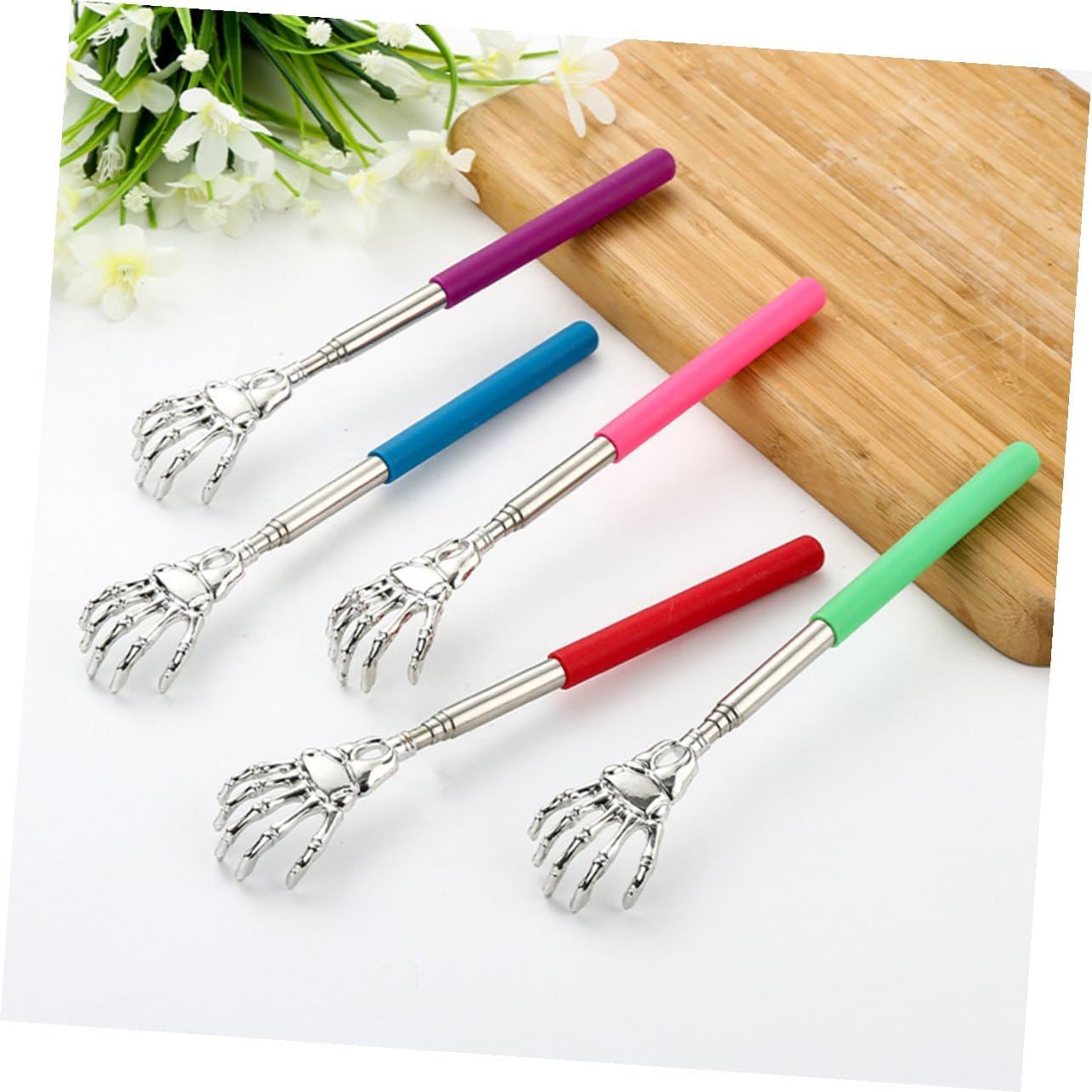 VALICLUD 5Pcs Extendable Back Scratcher Stainless Steel Telescopic Scratchers Portable Itch Relief Tool for Men Women