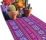 Del Mex Woven Rebozo Style Mexican Table Runner Scarf (Electric Purple)