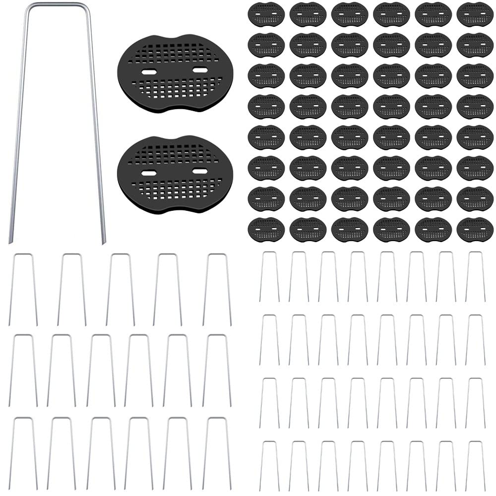 Chiodi a terra a forma di U Cuscinetti Graffette da giardino Rondelle tampone in plastica Guarnizione per graffette paesaggistiche per chiodi fissi per barriera per prati  15