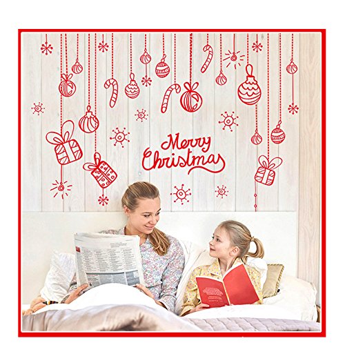 Cugbo Red Reindeer Snowflake Christmas Tree Wall Sticker Home Decor Decal For Glasses Shops Window #TOP2