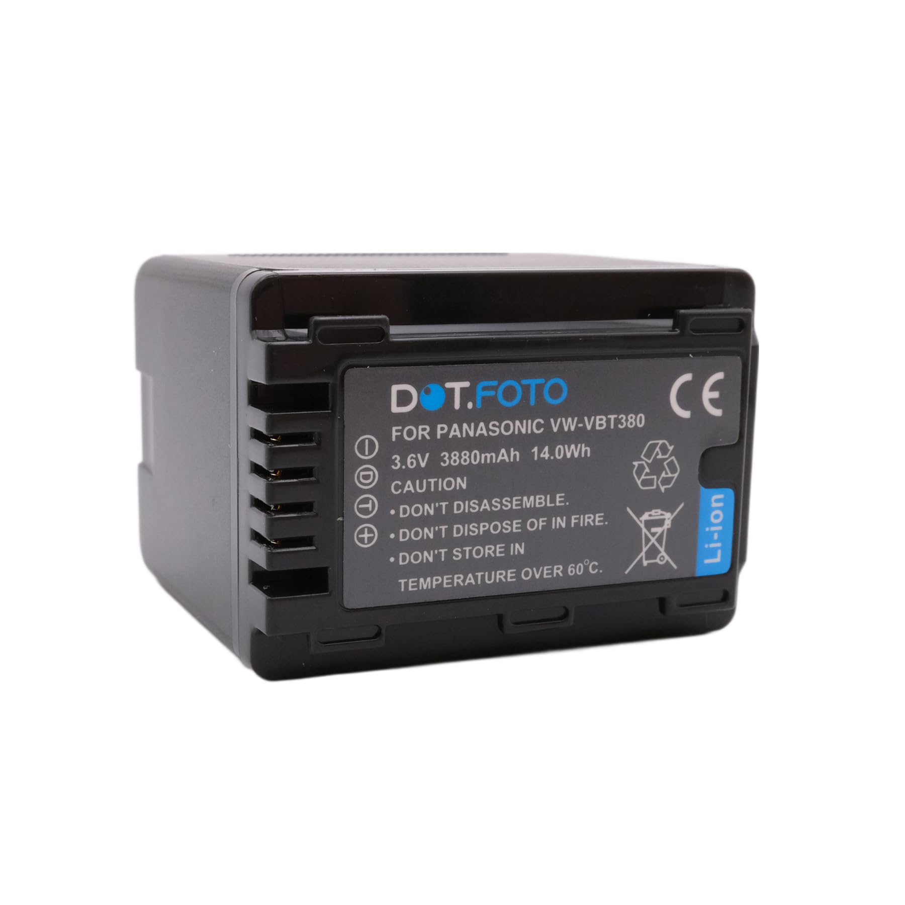 VW-VBT380 Premium 3.6v / 3880mAh Akku für Panasonic HC-V110, HC-V130, HC-V160, HC-V180, HC-V201, HC-V250,HC-V260,V720 V750 V770 V777 VX870 VX980 VX989
