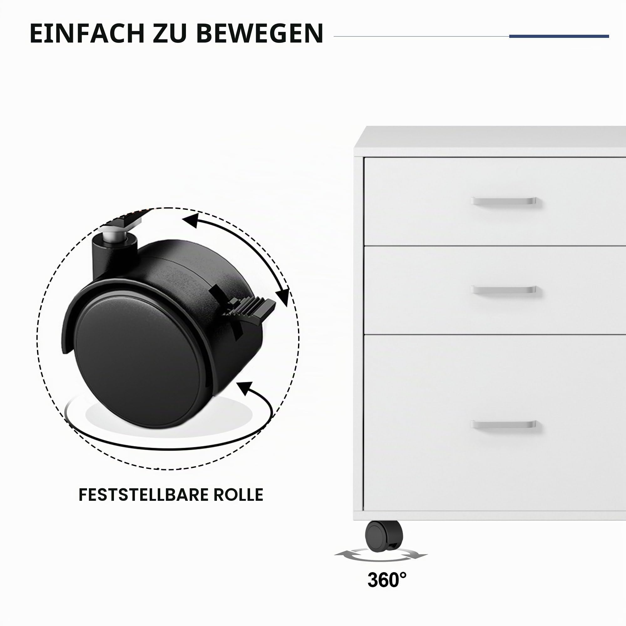 SogesHome Aktenschrank Rollcontainer Büroschrank Aufbewahrungsschrank aus Holz auf Rollen mit 3 Schubladen und 2 offenen Ablagen für A4, Legal, Letter Format,80x40x63 cm