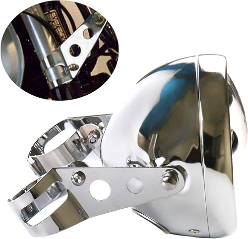 Miniatura 5 de Carcasa cromada para faros delanteros de motocicleta, 5.75, 5 34 pulgadas, cubo de faros delanteros compatible con Shadow Cafe Racer Bobber Cruiser