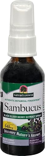 Nature's Answer Extracto de jarabe de sambucus en aerosol de 2 onzas líquidas Refuerzo inmunológico sobre la marcha Apto para viajes Rico en