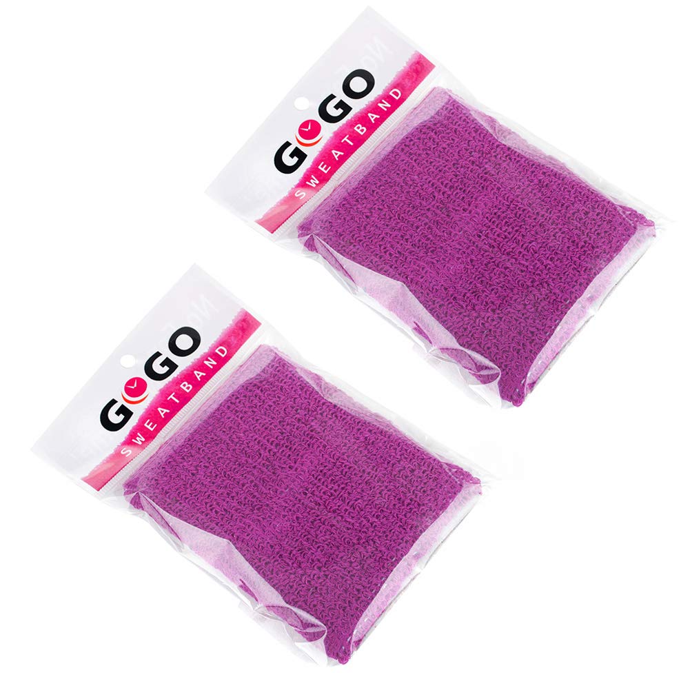 4 Inch Terry Cloth Sweatband, Athletic Cotton Wristbands Plum Pair