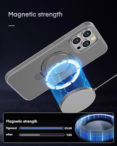 Miniatura 3 de Mgnaooi Funda magnética para iPhone 15 Pro Max con soporte, compatible con MagSafe prueba de caídas de grado militar a prueba de golpes, delgada,