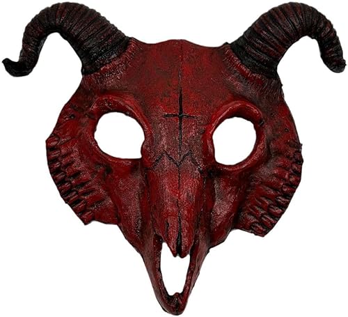 Miniatura 5 de Máscara de cabra con cuerno de Halloween, carnaval, fiesta, accesorio de cabeza de animal, máscara de hueso para hombres y mujeres, disfraz de diablo