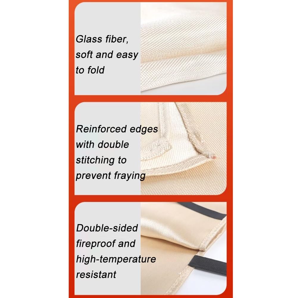 Couverture de soudage, 1700 ℃ en tissu résistant à la chaleur, rideau de soudure, tapis de protection ignifuge, couverture anti-feu d'urgence pour barbecue de camping industriel