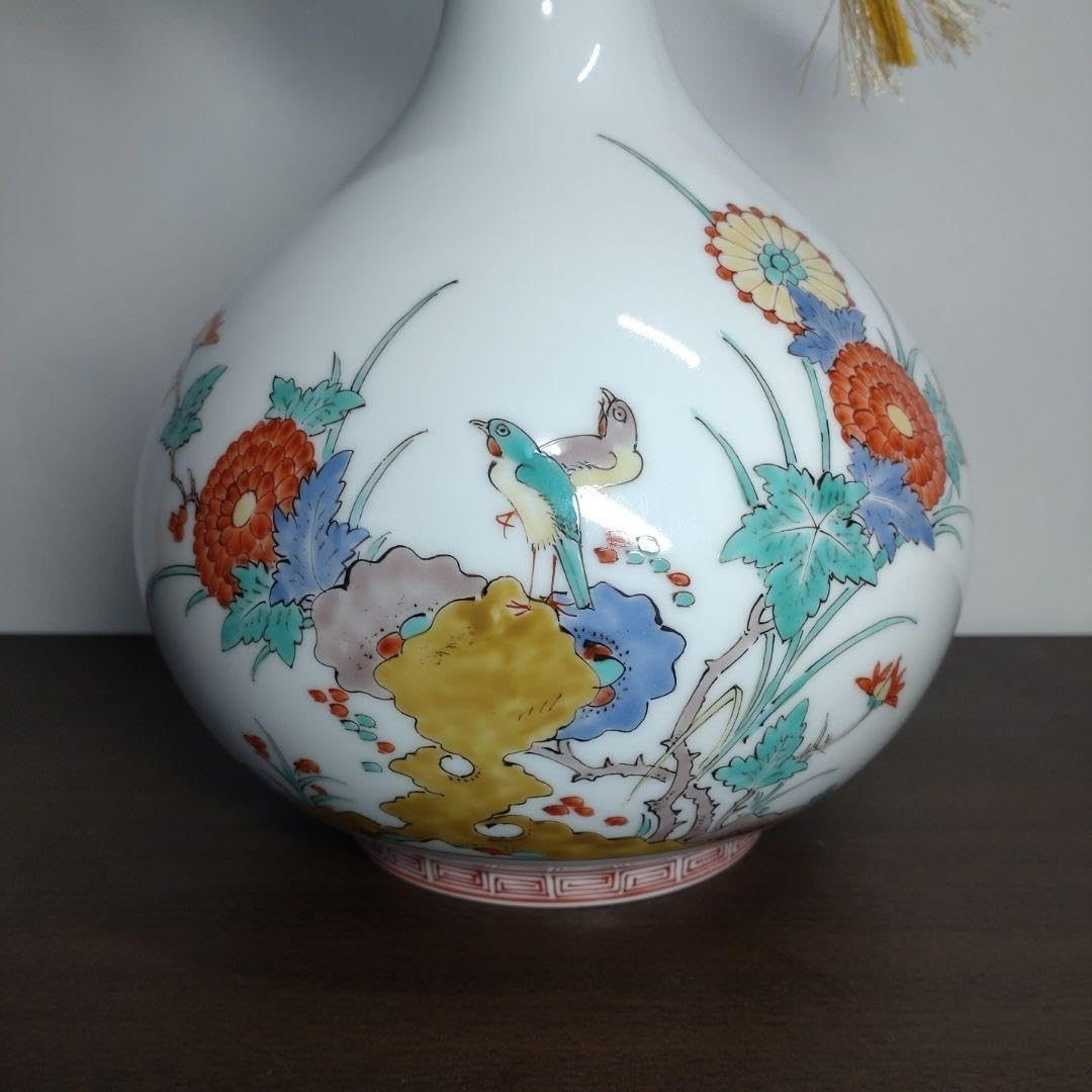 Amazon.co.jp: 酒井田柿右衛門 錦 菊鳥文 花瓶 高さ約26.5cm