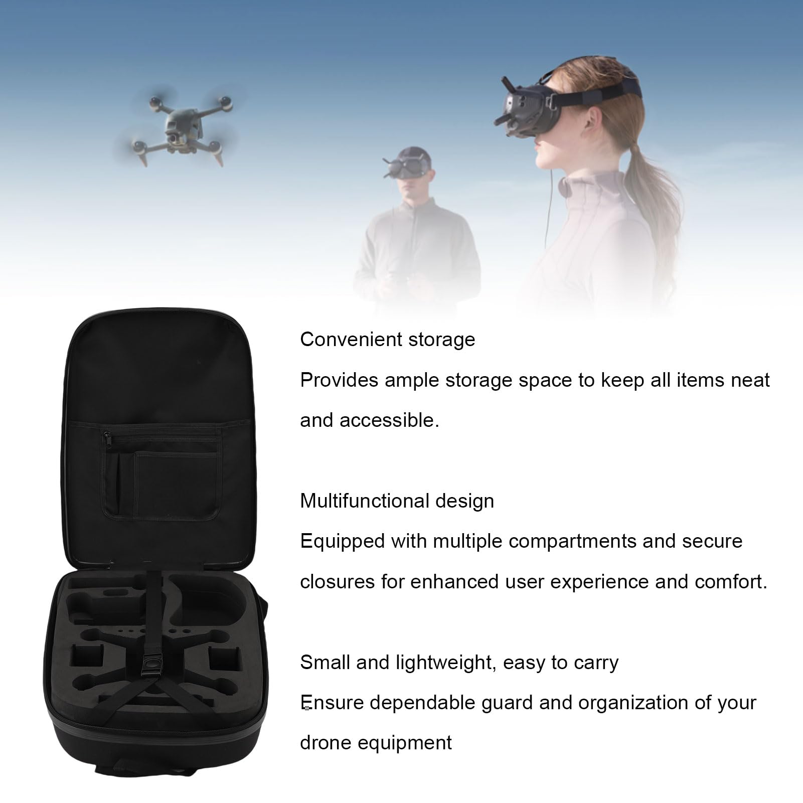 TOPINCN Zaino Rigido per Drone, Borsa da Viaggio Resistente Agli Urti e Agli Agenti Atmosferici in EVA di Grande capacità, Zaino Protettivo Rigido per il Trasporto per Set FPV e Vari Droni