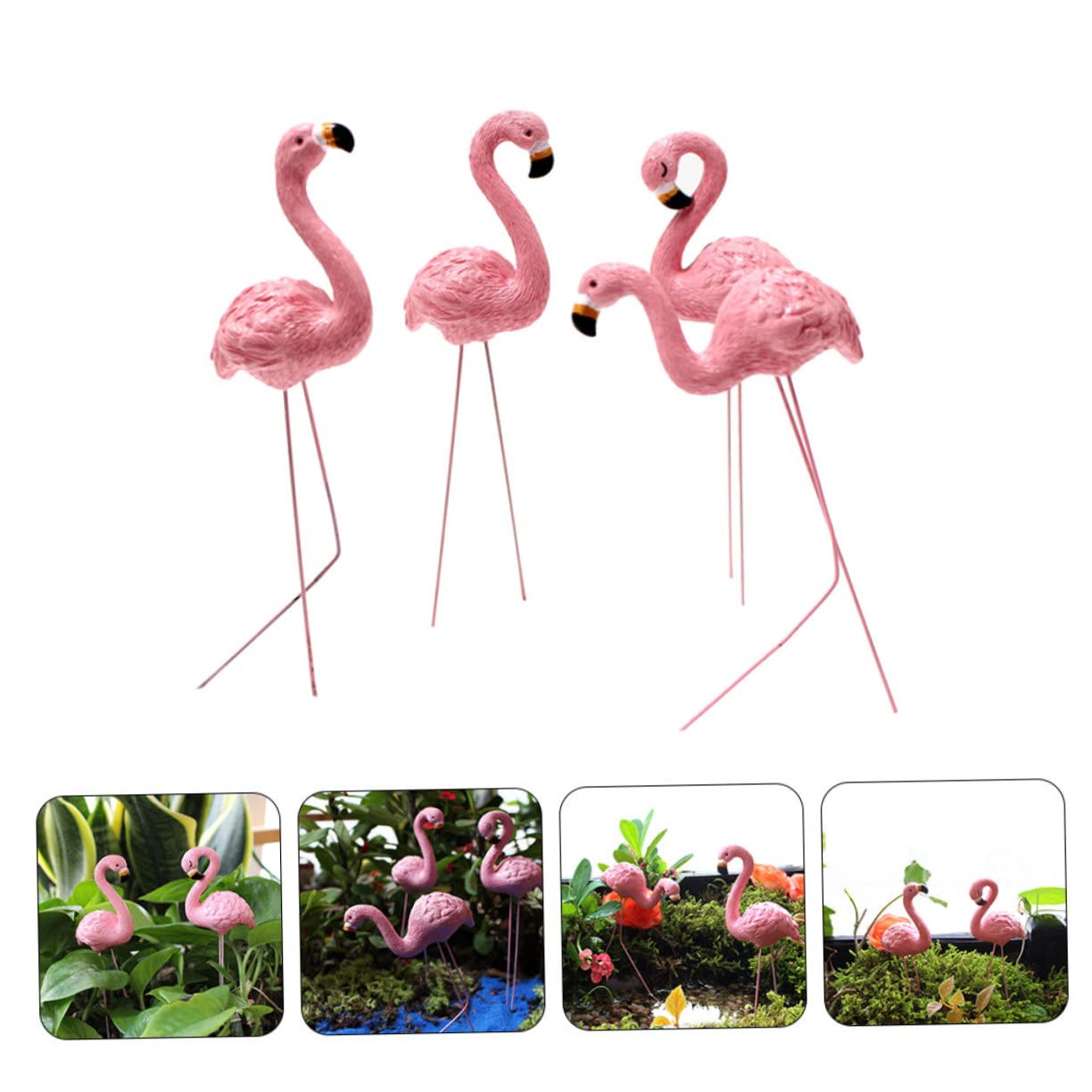 Toyvian 2 set Ornamento Fenicottero Picchetti Da Giardino Per Fenicotteri Decorazioni Oh Flamingo Giocattolo Fenicottero Ornamento Da Giardino Per Balcone Picchetto Per 4 pezzi * 2