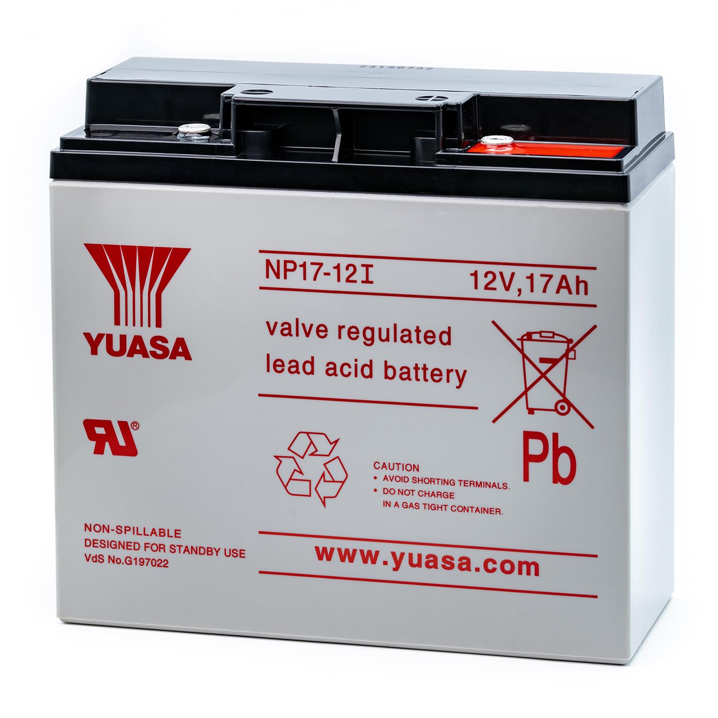 Yuasa NP17-12I 12V 17Ah - Yuasa NP Serie Bereitschafts- und zyklische VRLA-Batterie (1 Stück)