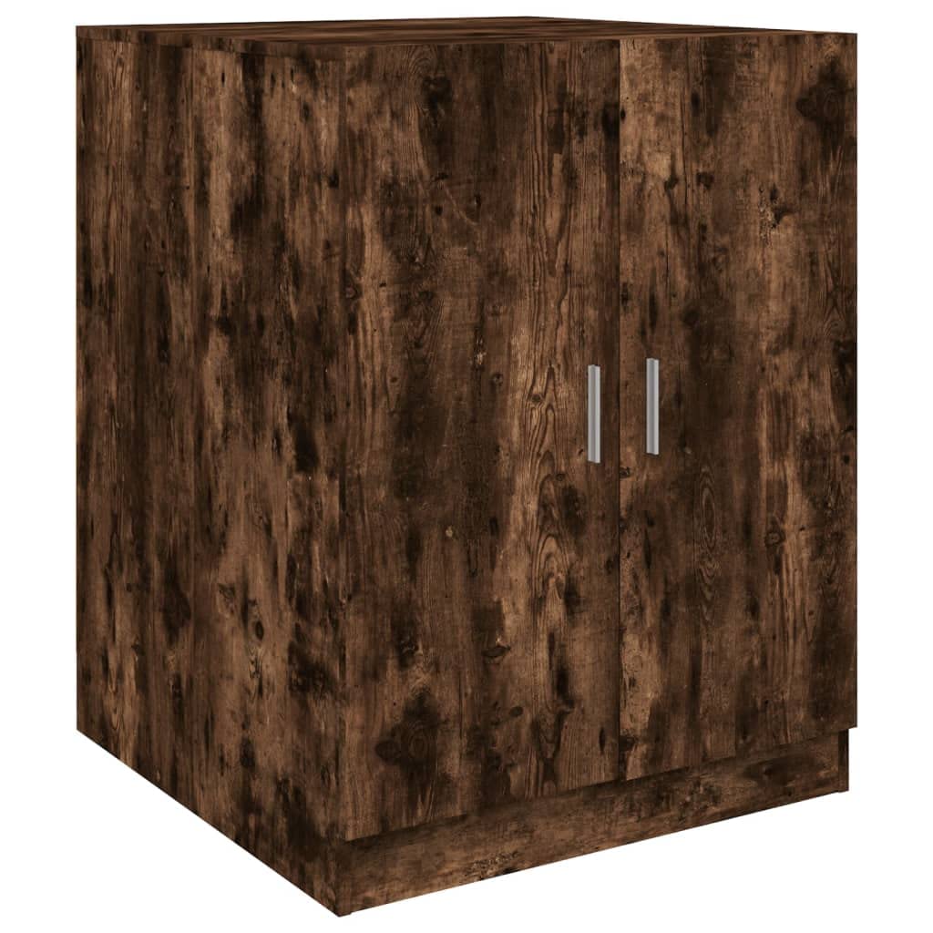 vidaXL Smoked Oak Washing Machine Cabinet - Sleek Design, Durable Engineered Wood, Ample Storage Space, Easy to Clean, DIY Assembly — image 1