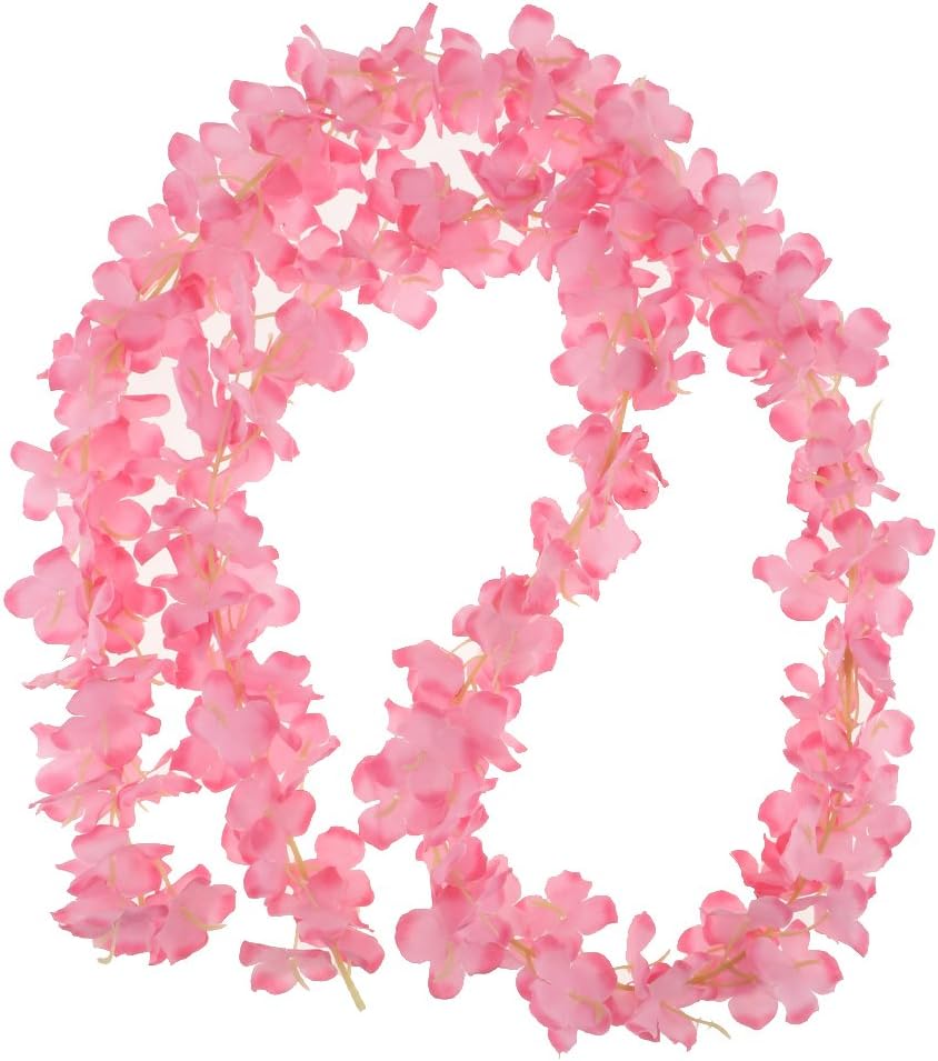 Blesiya Artificial Fake Wisteria Vine Rattan Hanging Garland Silk Flowers 2 Meters - Pink, as described