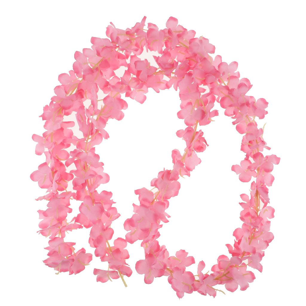 Blesiya Artificial Fake Wisteria Vine Rattan Hanging Garland Silk Flowers 2 Meters - Pink, as described