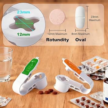 Portable Pill Popper Tool Pill Taker Pill Puncher Tool for Blister Packs Personal Pill Organizers Auxiliary Medication Retrieval Tool Pill Blister Popper (Green and Orange