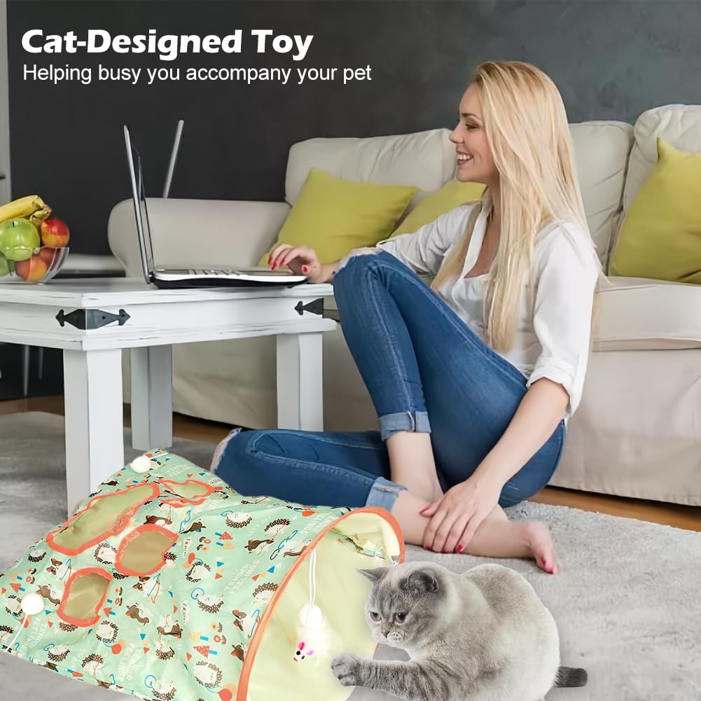 ALEOHALTER Cat Tunnel Bags for Indoor Pets, Interactive Toy With Plush Ball - Image 3
