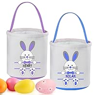 Vista 8 de Cestas de Pascua personalizadas para niños y niñas, paquete de 2, cesta de conejo de Pascua Touber para regalos, cesta de Pascua personalizada