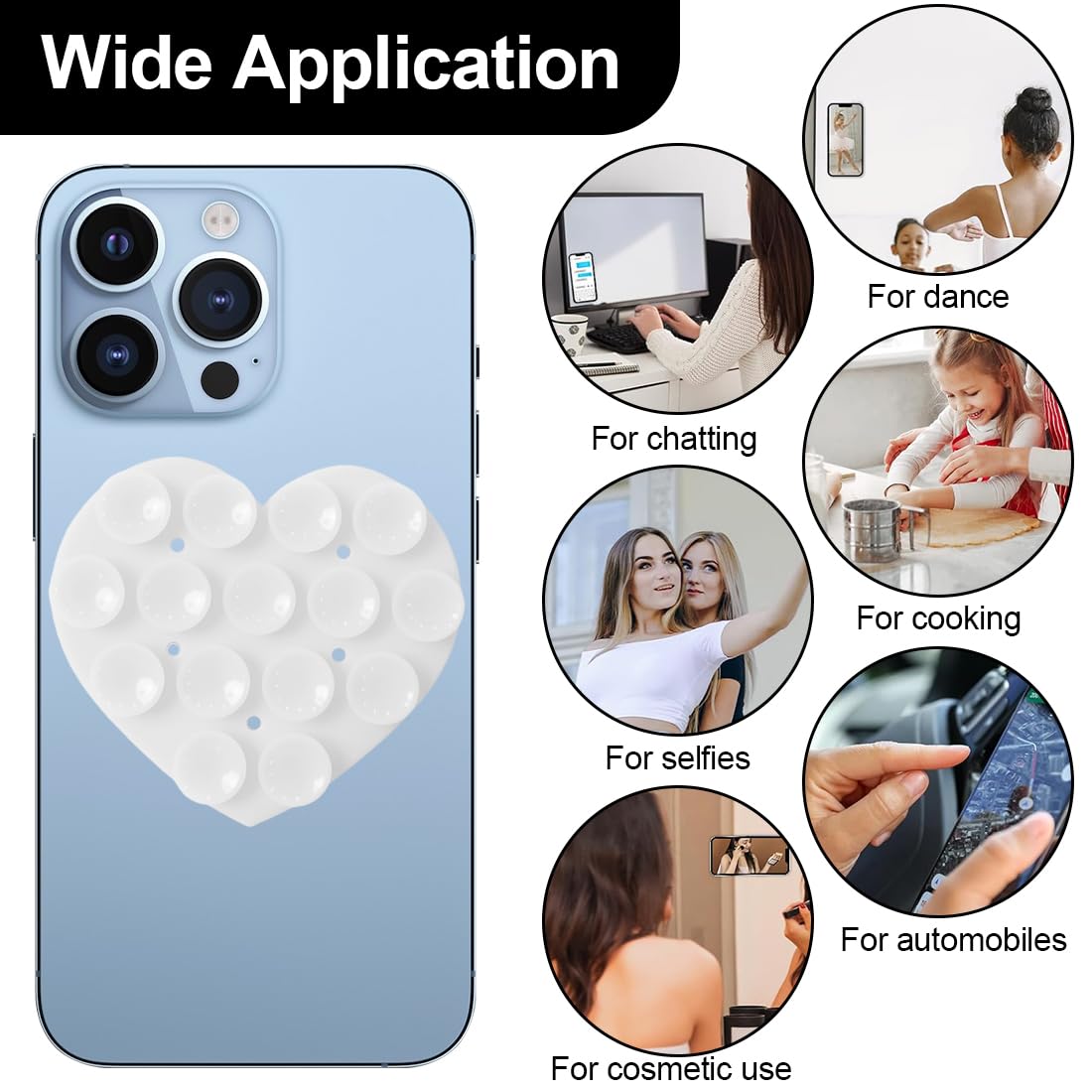 VURYAPI 2 Pezzi Ventosa Per Telefono Per Tutti I Modelli Di Telefono,Silicone Supporto Smartphone Auto, Multiuso Ventosa Per Telefono Auto, Per Telefono Per Tutti I Modelli Di Telefon(Bianco, rosa 2