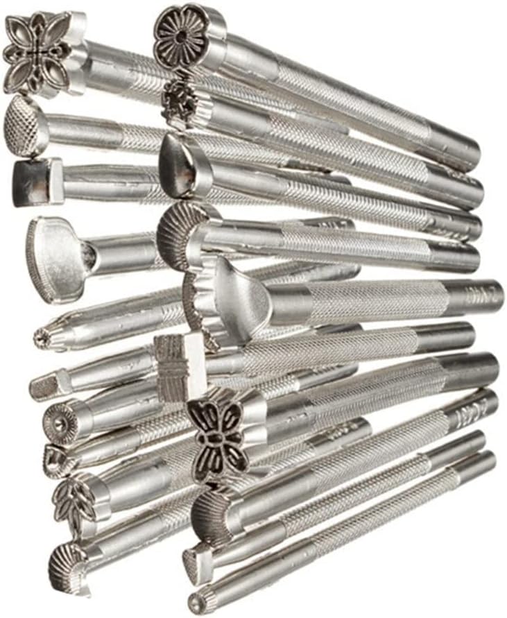 Miniatura 9 de 20 unids cuero estampado herramientas cuero trabajo silla de montar hacer sellos herramienta cuero sello Punch Set