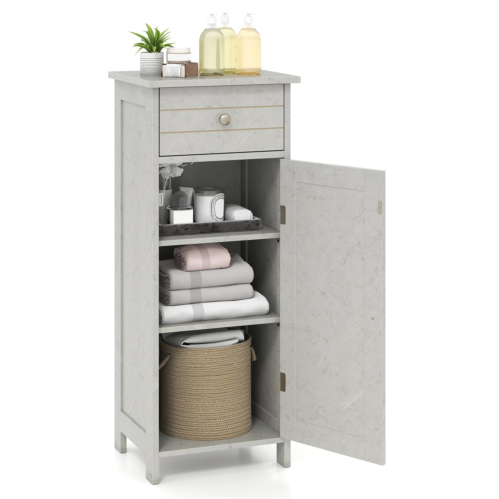 Multigot Bathroom Floor Cabinet(7-Position Adjustable, Cement Grey) โ image 1