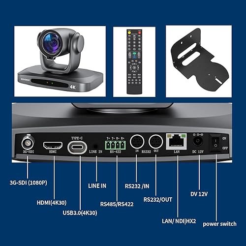 Miniatura 7 de Cámara 4K NDI con seguimiento automático AI Zoom óptico 21X HDMI/SDI/USB 3.0/PoE/IP PTZ Cámara 4K para adoración a la iglesia, eventos en vivo,