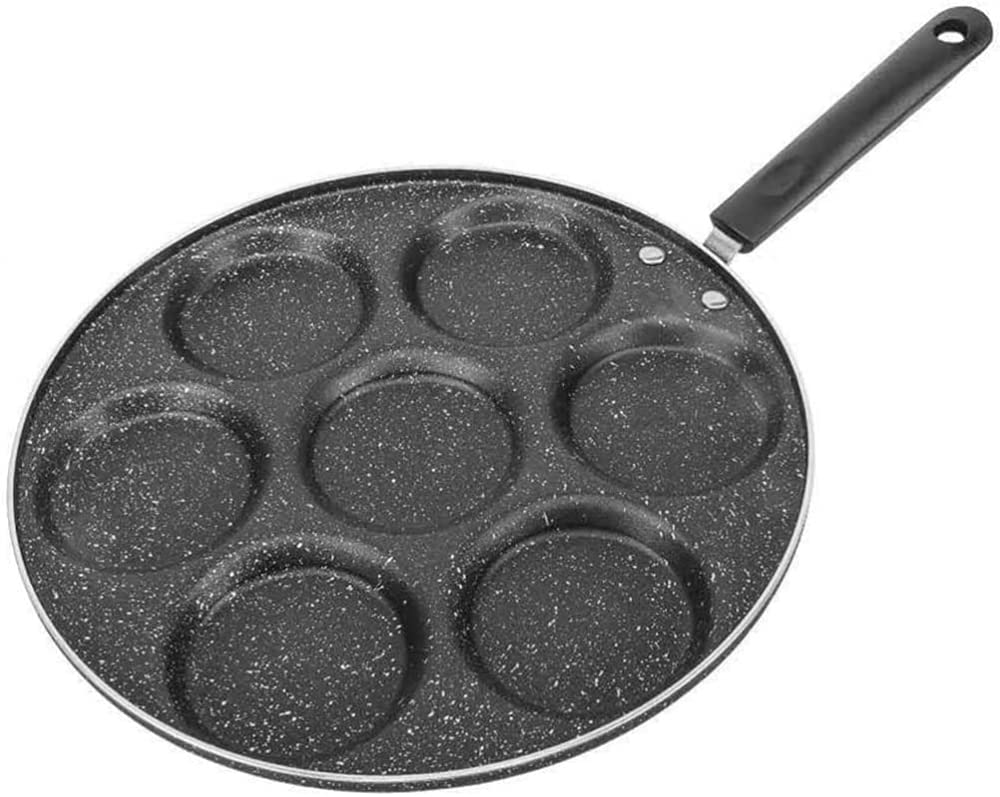 kwadratowa patelnia, Patelnia z 7 otworami do burgerów, naczynia kuchenne, naleśników, quesadilli, jajek, śniadań