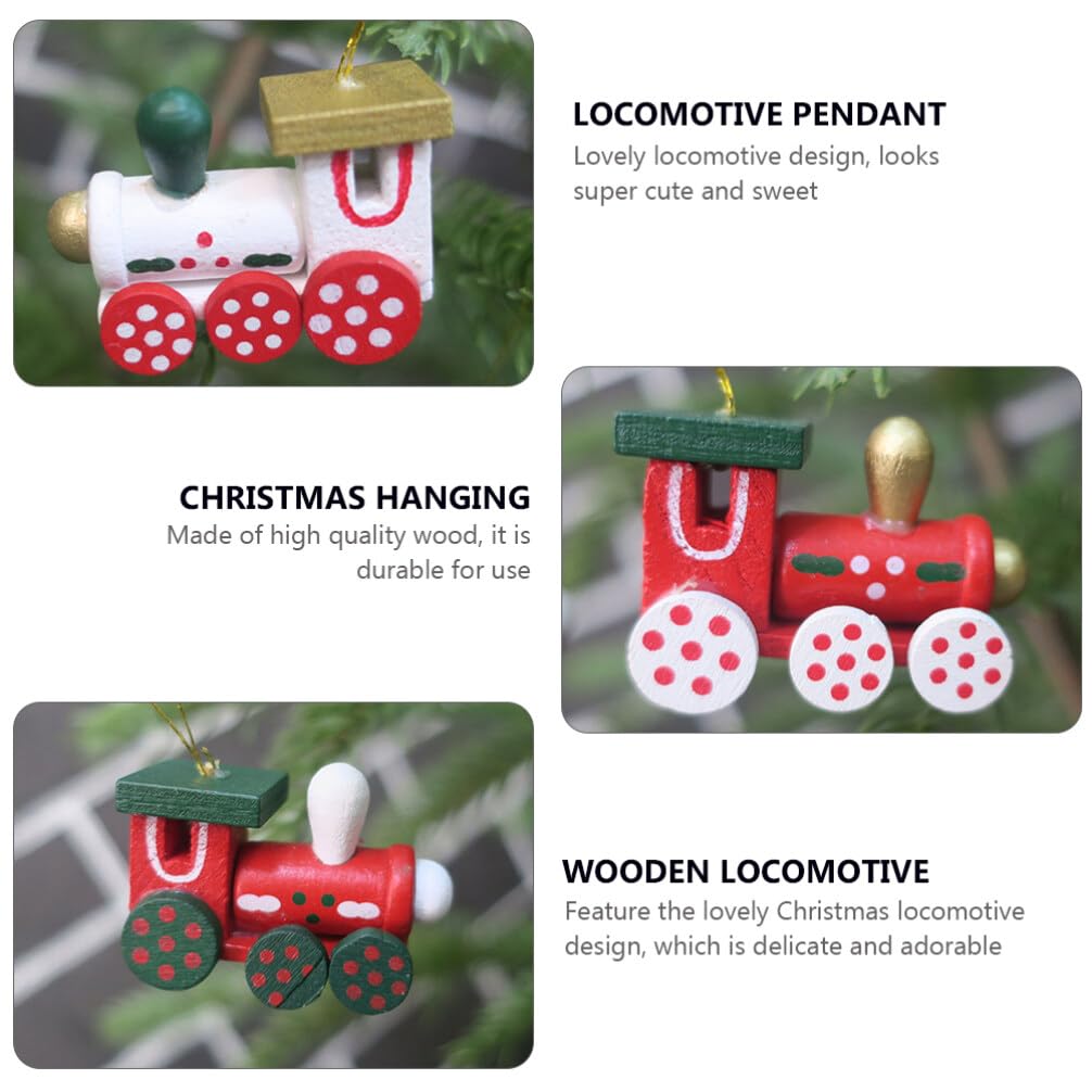 12piezas Adornos Colgantes De Locomotora De Madera para Decoración Navideña Accesorios De Fiesta Decoración Festiva