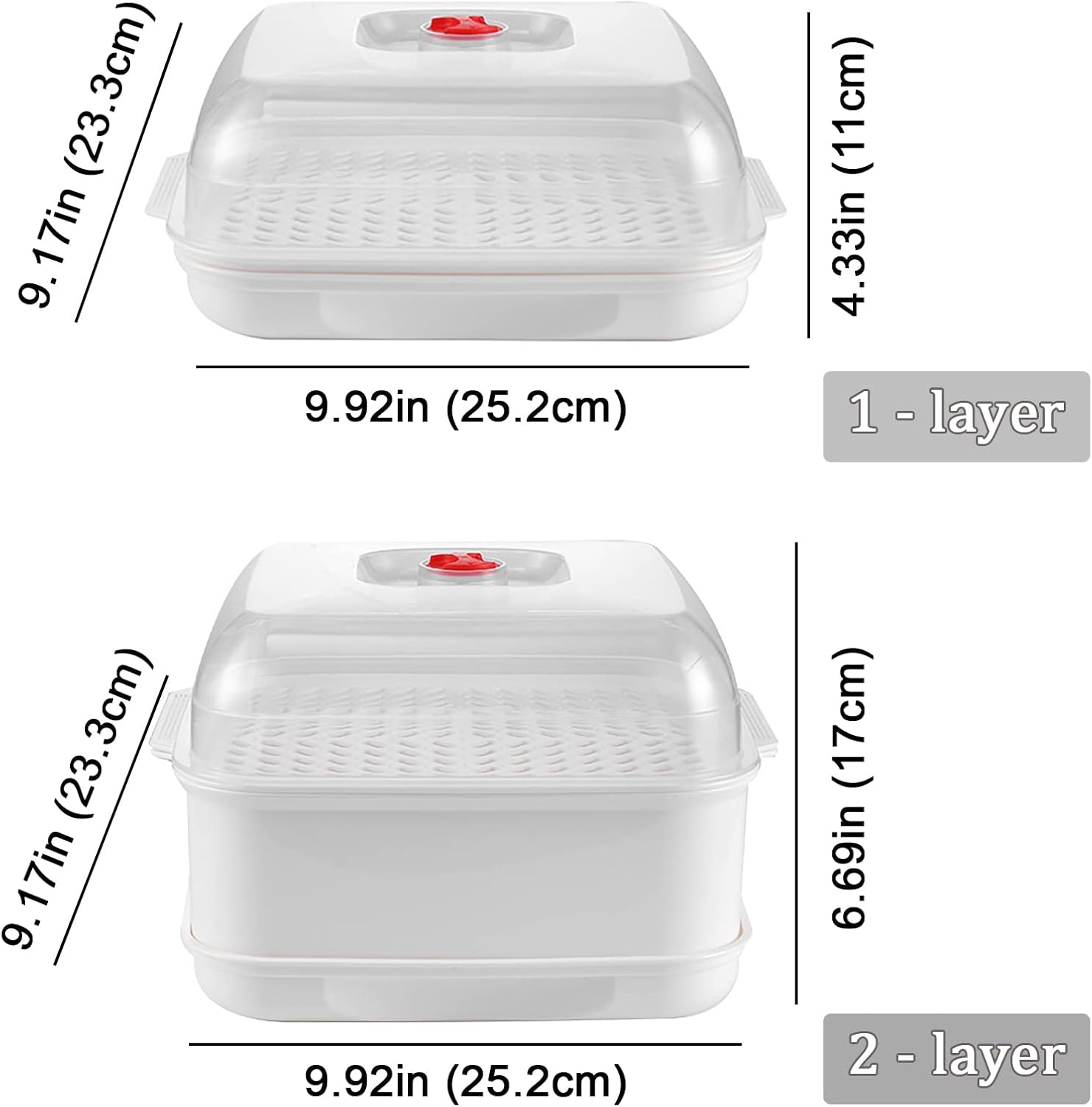 Microwave Steamer with Lid and Tray, Vegetables Steamer for Microwave Bowl, Microwavable Cookware Supplies (2 - Layer)