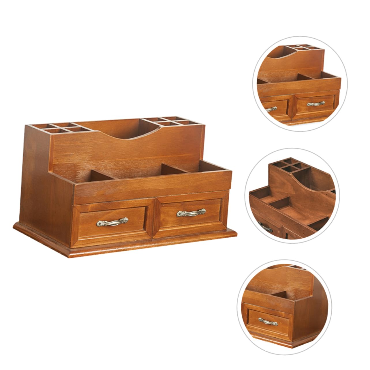 Organizer Scrivania in Legno Vintage Per Cosmetici e Contenitore a Cassetto Multifunzionale 2 Griglie Per Camera Letto e Ufficio