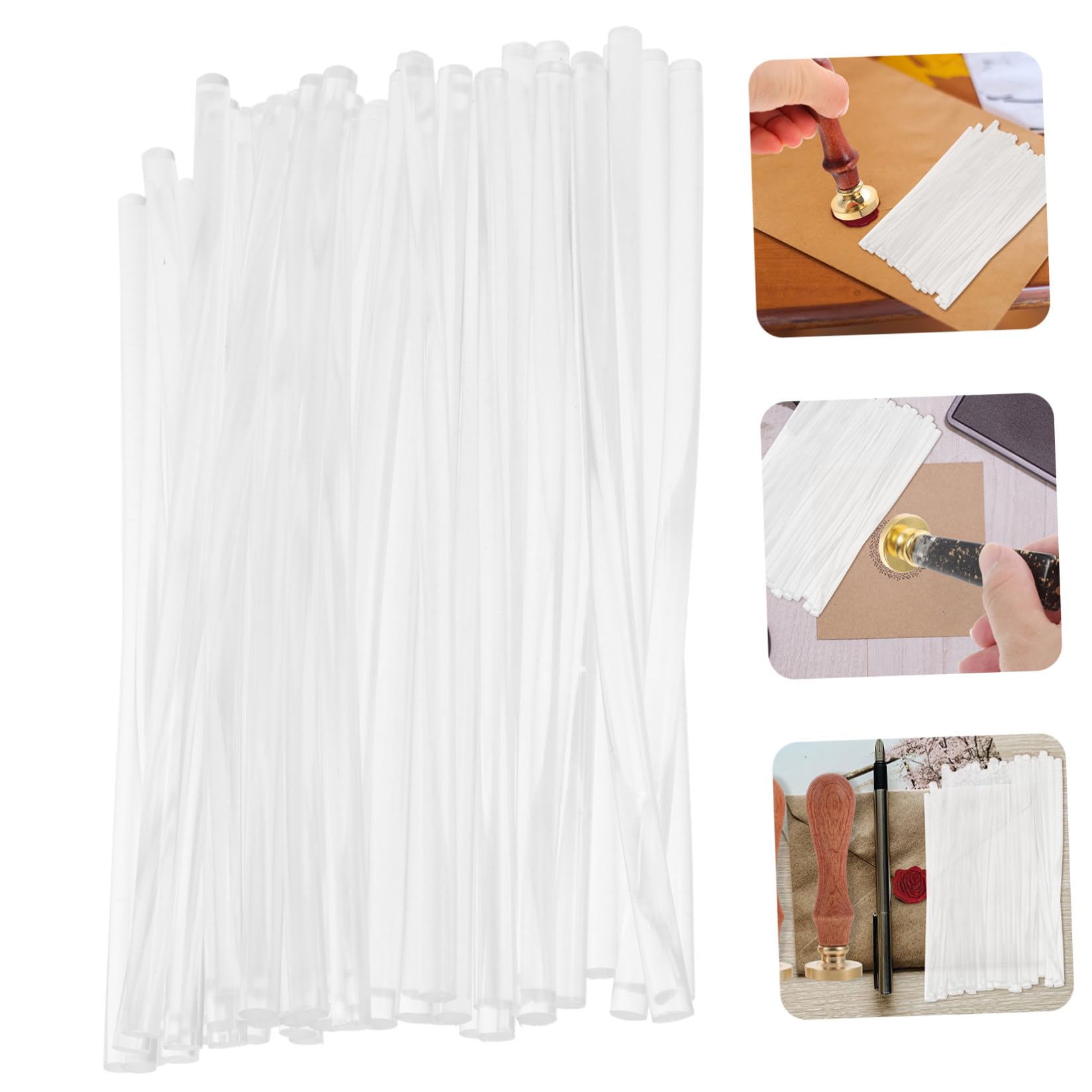 Bastoncini di Cera Lacca Trasparente 50 Pezzi per Sigillo | Decorare Inviti e Buste, Materiale a Base di Colla, Formato Portatile, 50pezzi