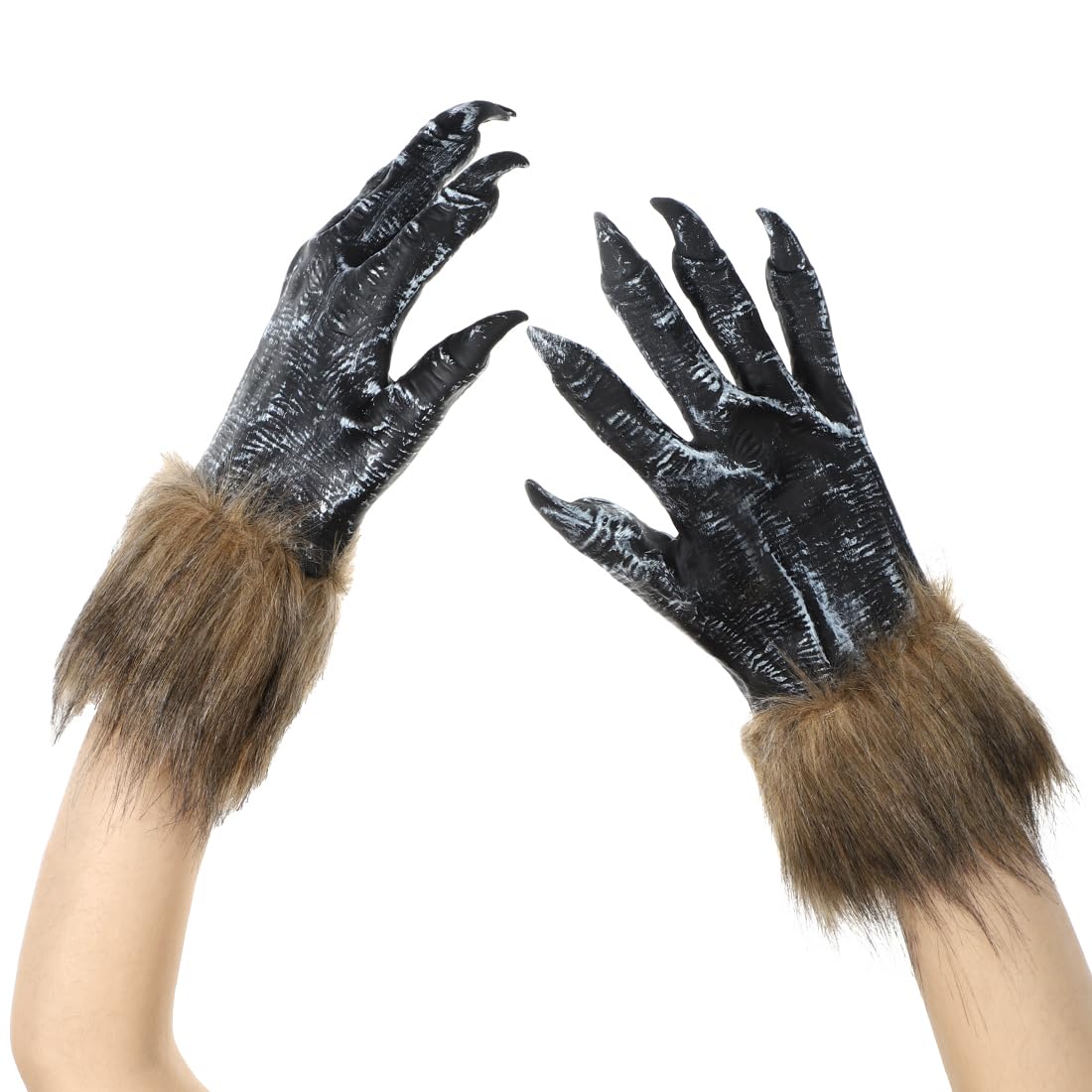 Itoda Unisex Black Halloween Werewolf Gloves Latex Wolf Claws Glove Horror Animal Paws Gloves Adult Hands Claws Glove Halloween Cosplay Fancy Dress Party Supplies
