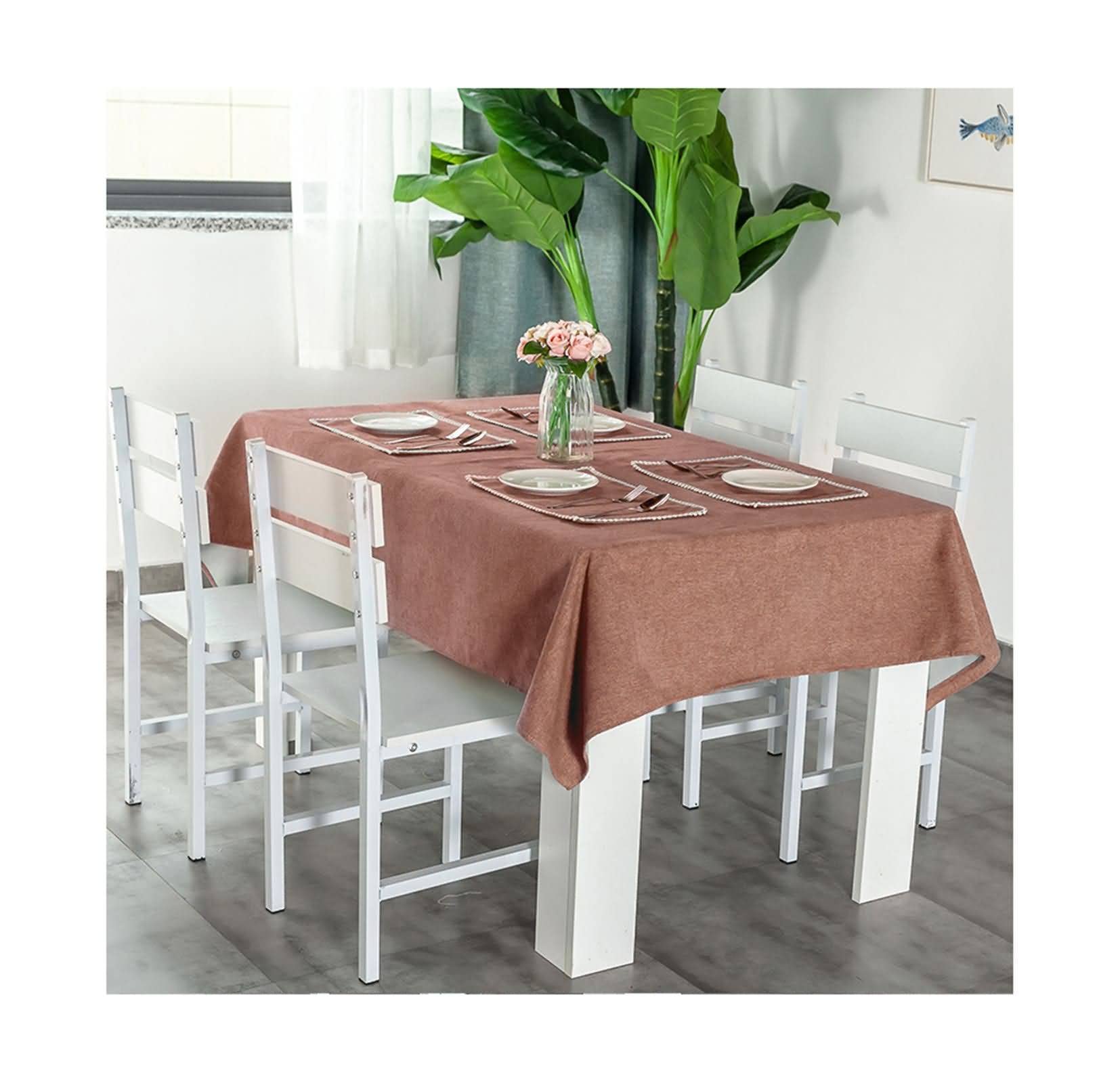 Tovaglia Antimacchia Damascate Stoffe per Fare Tovaglie Colori Solidi Semplici Cerata Tavolo Rettangolare Rettangolari Cotone Lino Caffè Decorazione Protezione del Cucina 140X180Cm