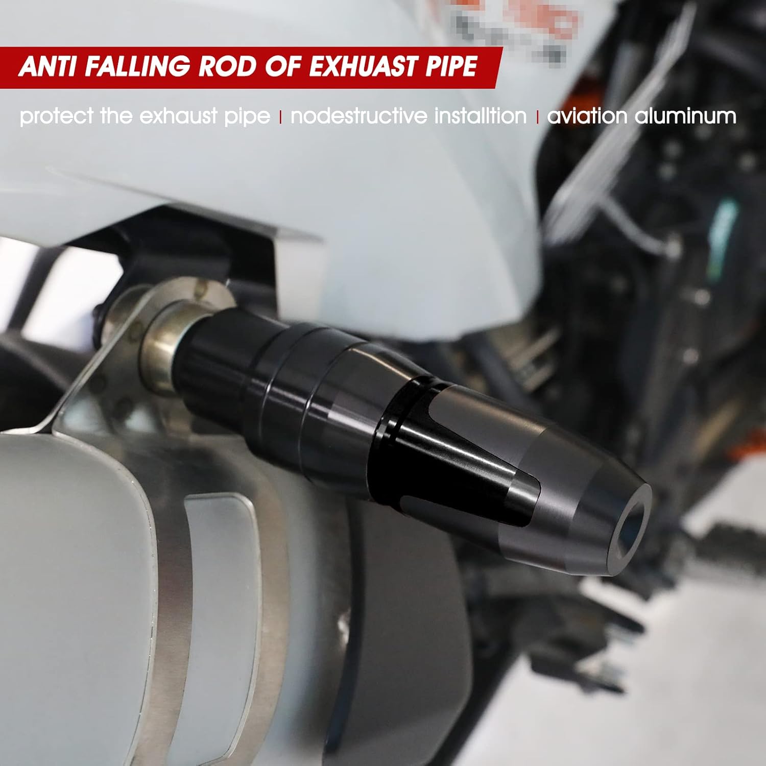 Universal Motorcycle Anti Falling Exhaust Pipe Protection Bar CNC Aluminum Frame Sliders For GSXR 125 250 300 600 750 1000 CBR 500 125 250 300R 400RR 450SR 600RR 600F 900RR 954RR Black
