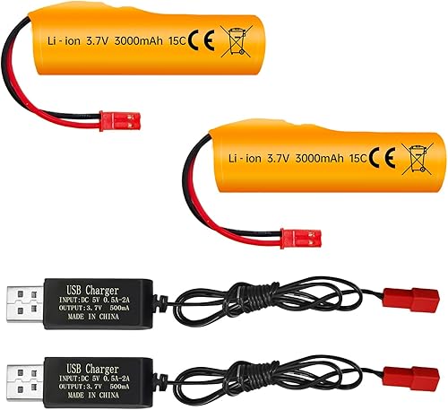 sea jump 2 unids 3.7 V 3000 mAh batería de iones de litio con enchufe JST y cable de carga USB para HJ819 DE819 RC Ship Huina 1337 1338 1516 1517
