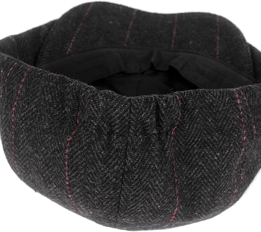 Men's 8 Panel Wool Blend Newsboy Hats Classic Vintage Gatsby Lvy Cabbie Hat Flat Beret Cap - Image 5