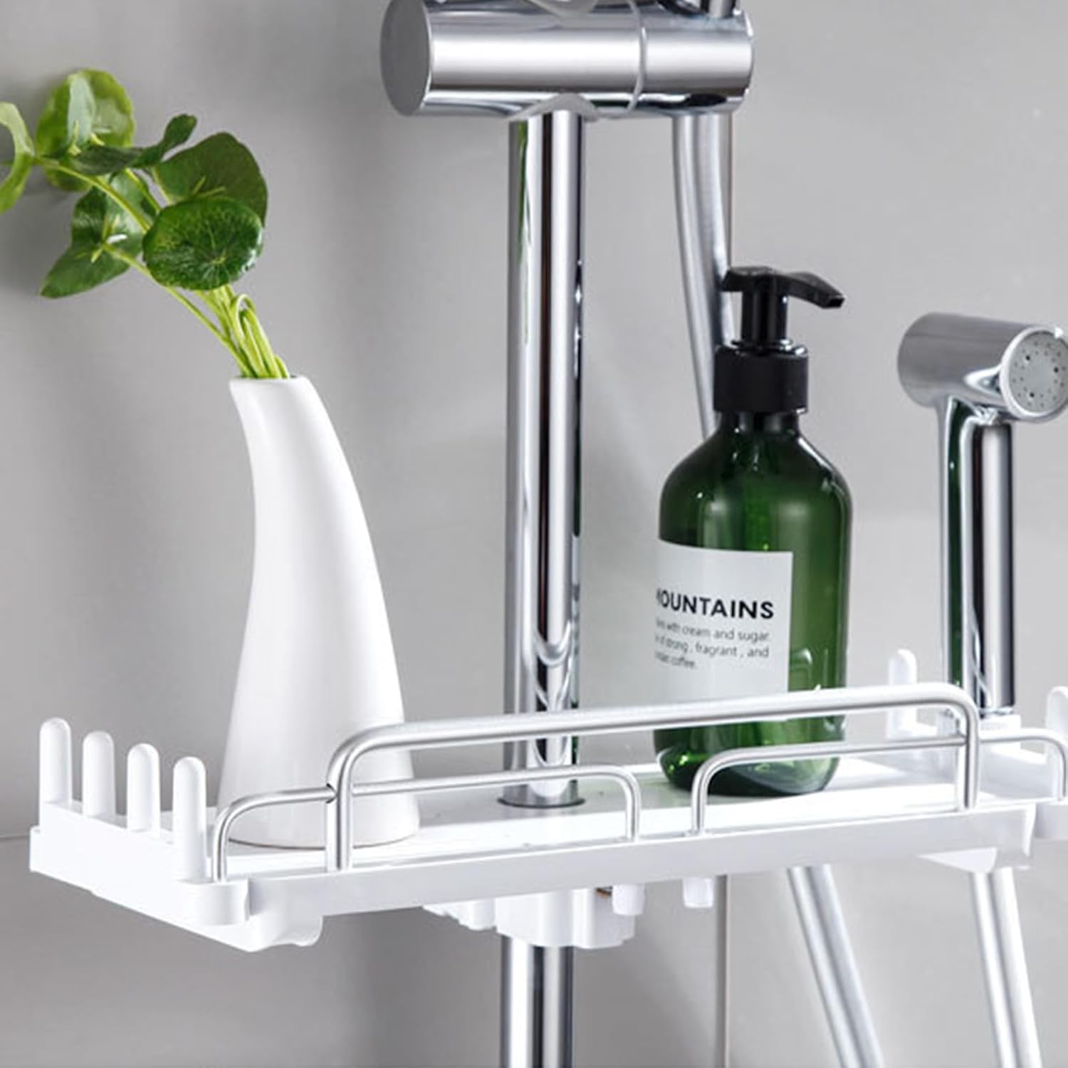 Bathroom Shelves No Need to Punch Holes Bathroom Shelf Adjustable Length ABS Material Floating Shelves Drain Quickly