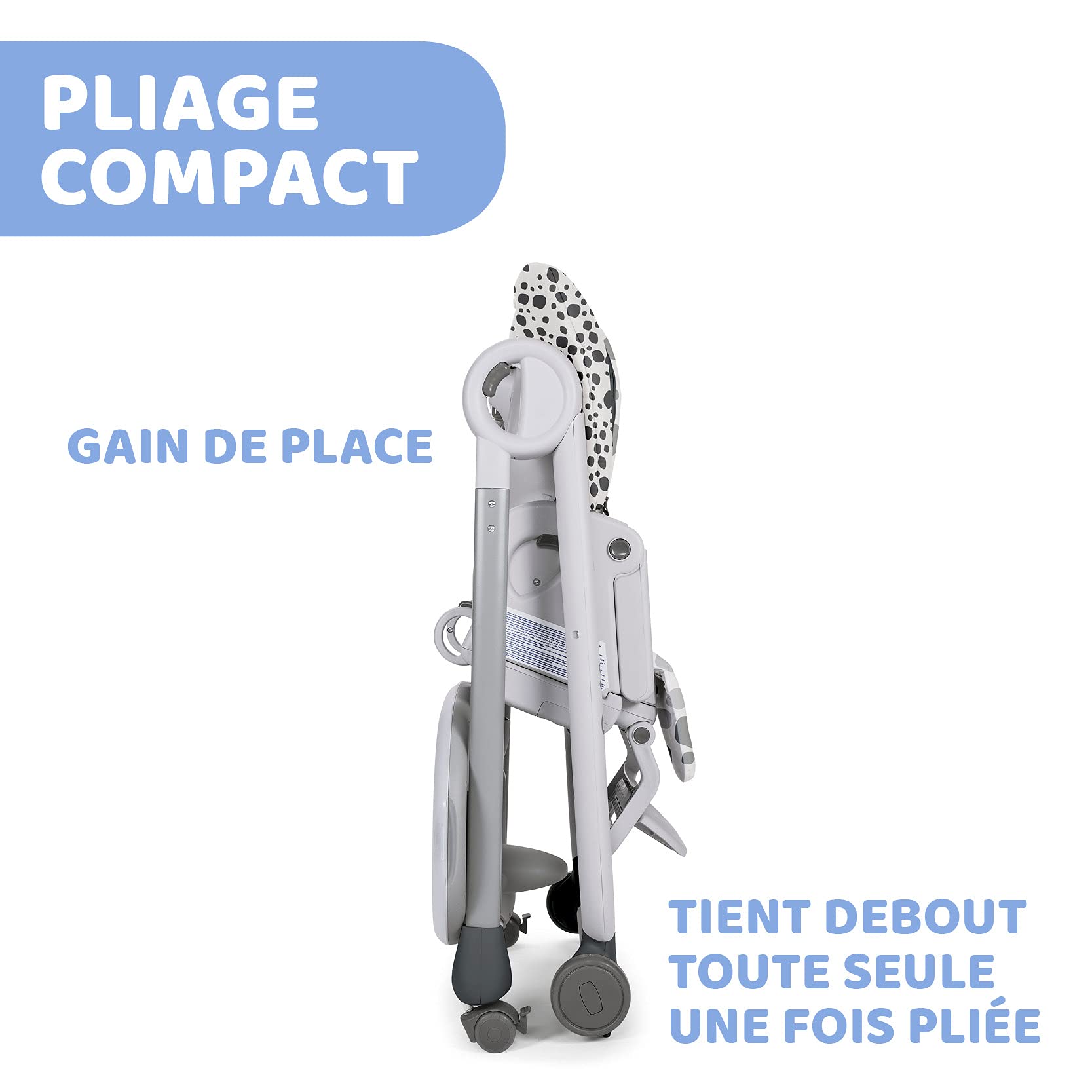 Chicco Polly Progres5 Chaise Haute Évolutive, Convertible en Transat et Rehausseur pour Bébé, Réglable de la Naissance à 3 ans (15 kg), avec 4 Roues, Fermeture Compacte - anthracite