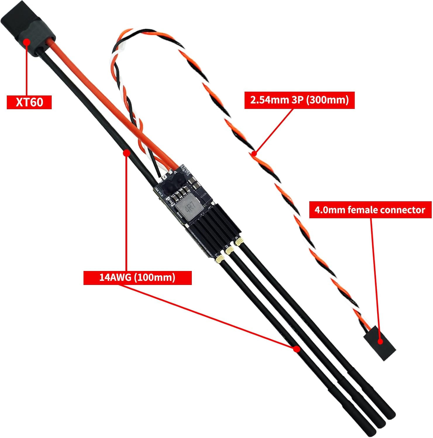 SEQURE 120A Brushless ESC 2-8S Electric Speed Controller 12V 10A BEC with XT60 & 4.0mm Bullet Plug for RC Crawler Car, Climbing Car, RC Model Ships - Escape32