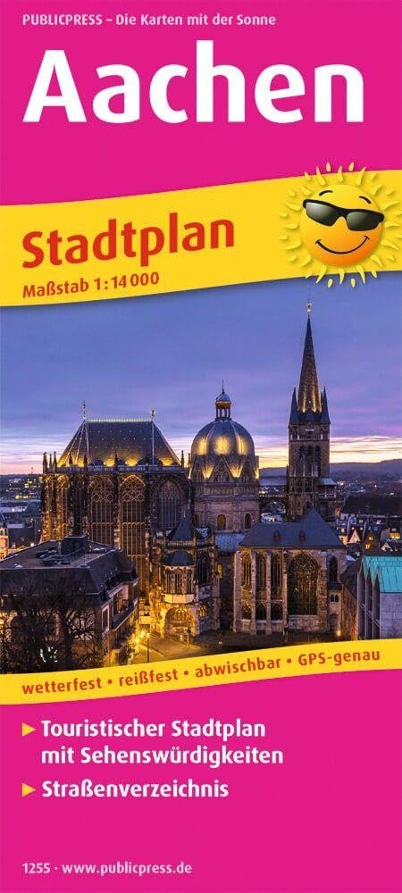 Aachen: Touristischer Stadtplan mit Sehenswürdigkeiten und Straßenverzeichnis