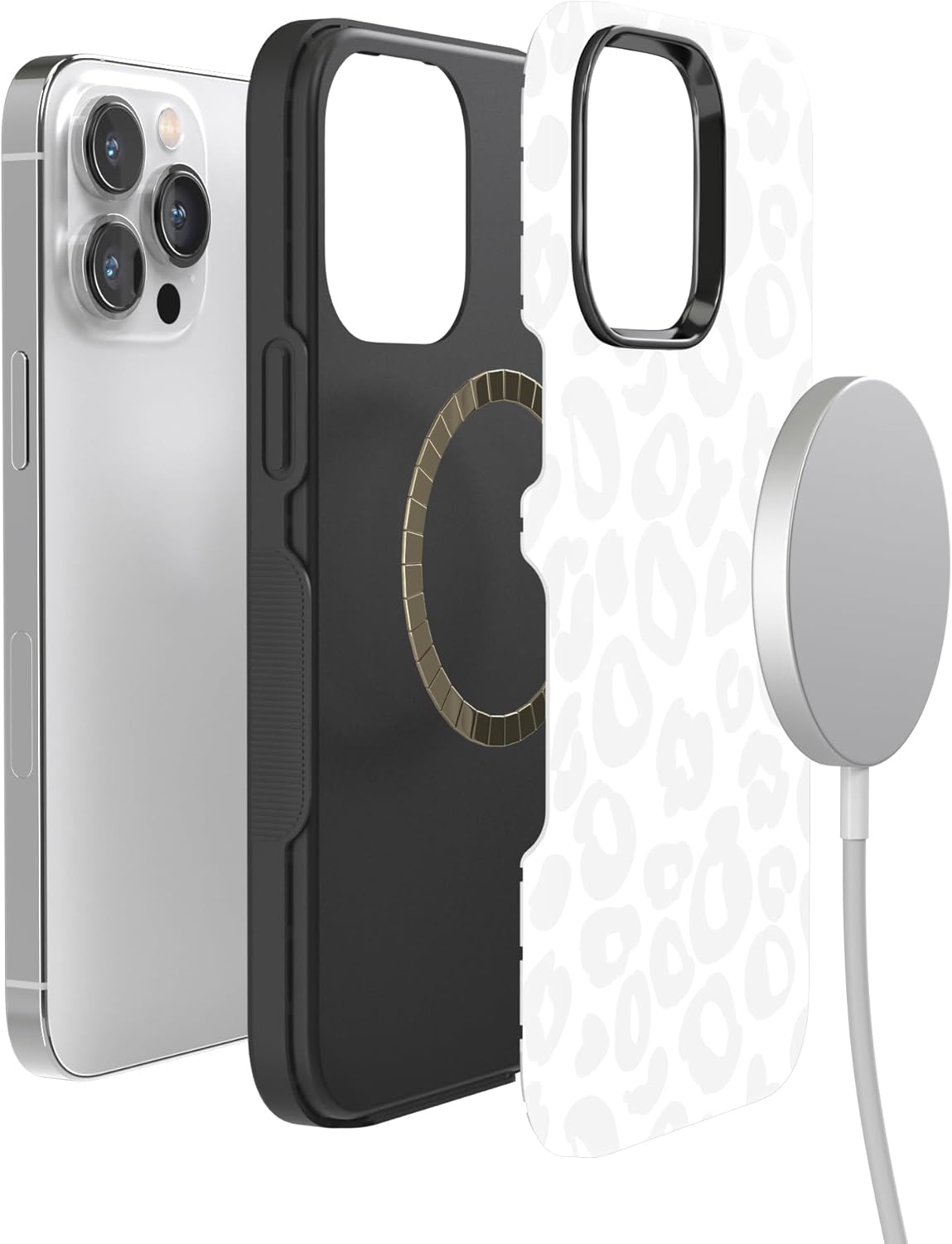 Casely iPhone 14 Pro Case | Into the Wild | White Snow Leopard | Bold Protective Design | MagSafe Compatible Design