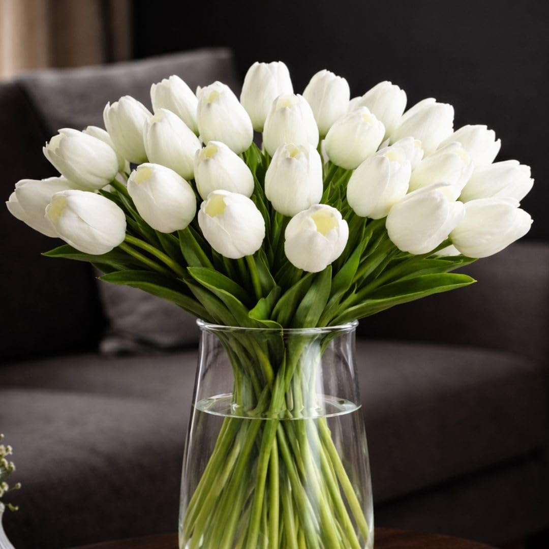 Red Tulip Flowers - 10 Artificial Bundles for Home Decor -9