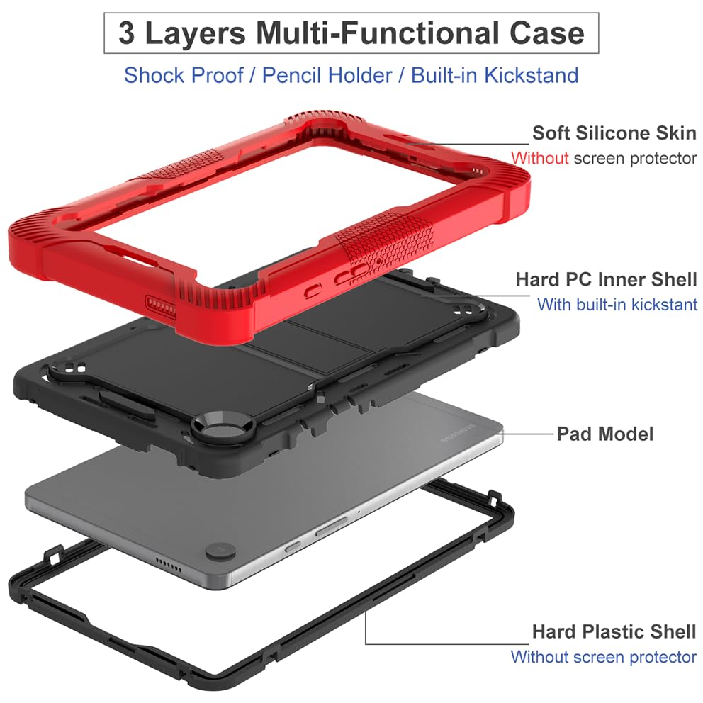 Image of ProElite Cover for Samsung Galaxy Tab A11 8.7 inch /A9 8.7 inch Case, Rugged Shockproof Heavy Duty Back Case Cover for Samsung Galaxy Tab A11 /A9 8.7 inch, Red