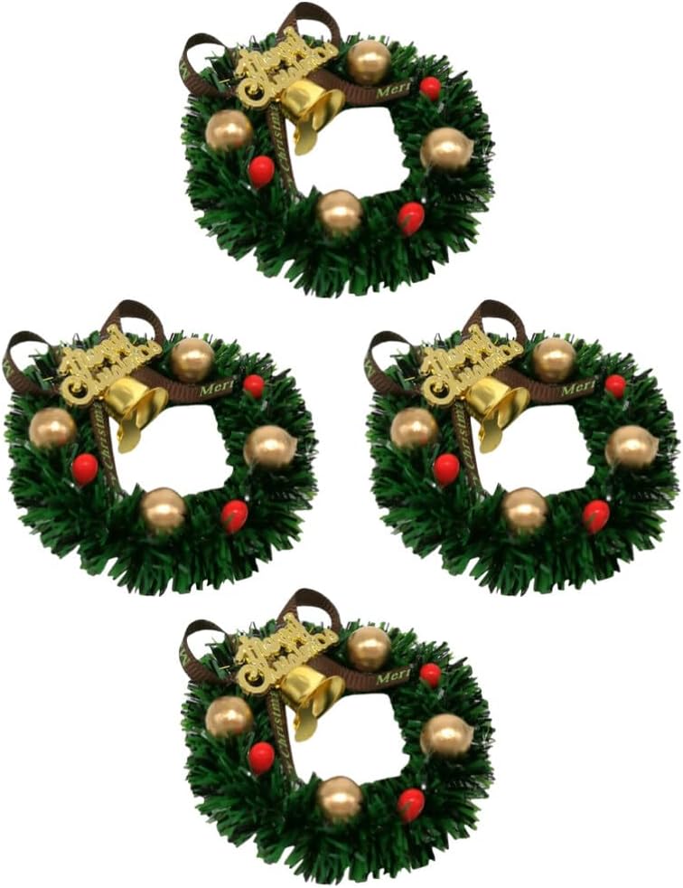 CLISPEED 4pcs Christmas Wreath Candle Rings for Tapers Pine